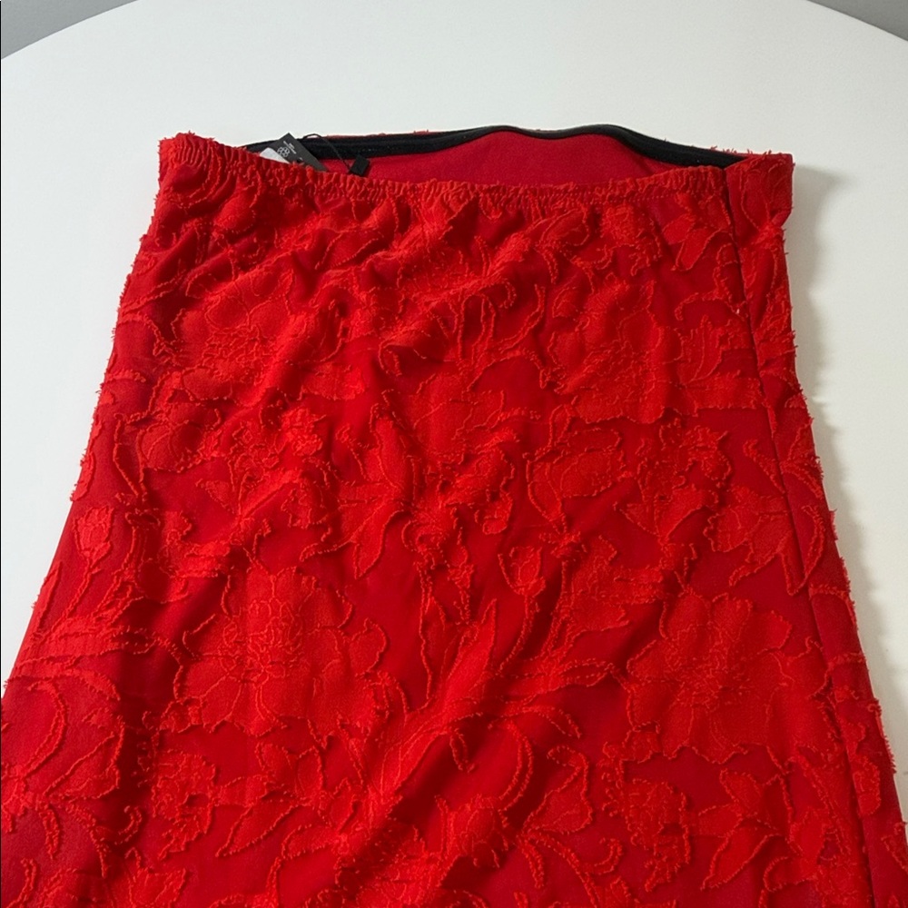 Boohoo Strapless Red Lace Maxi Dress - Picture 7 of 7